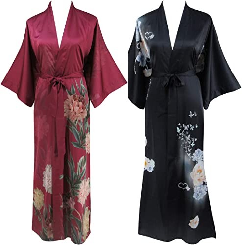 1. Ledamon 100% Silk Kimono Long Robe