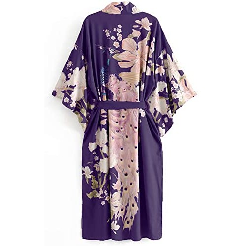 13. Applesauce Long Satin Silk Kimono Robe