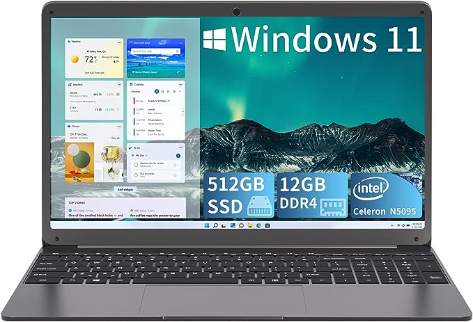 SGIN Laptop, 12GB RAM 512GB ROM Windows 11 Laptops