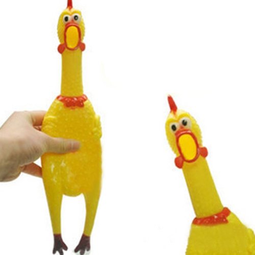 Yellow Screaming Rubber Chicken Toy